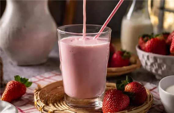 Firefly Generate a picture of strawberry milk in a cozy setting indoor saturated 80718.jpg