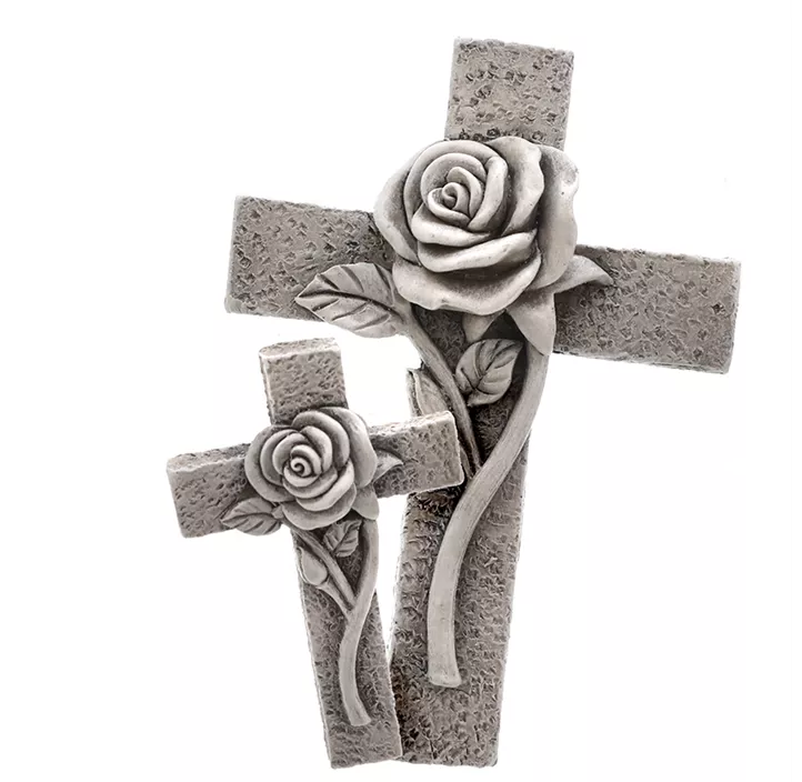 Grabdeko Kreuz mit Rose