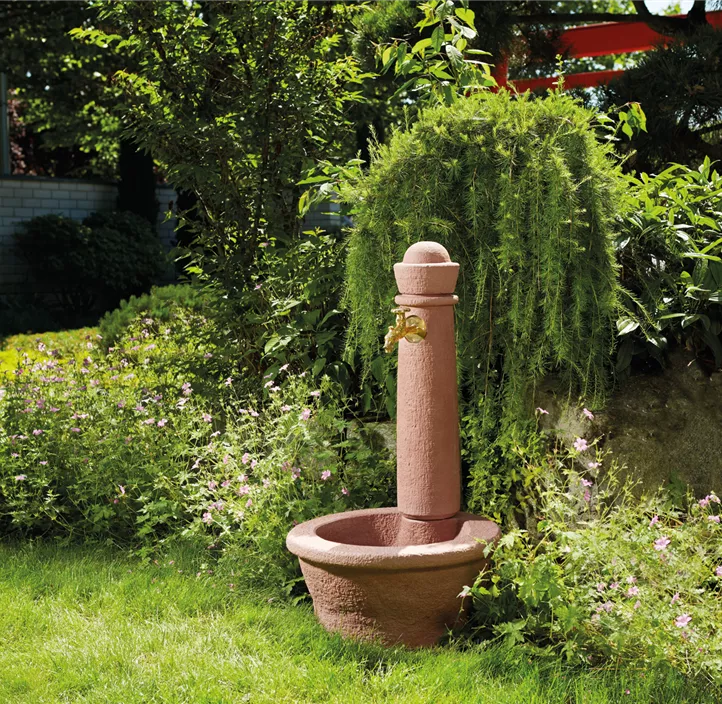 ROMA Steinbrunnen, redstone inkl. Nostalgie-Auslaufhahn