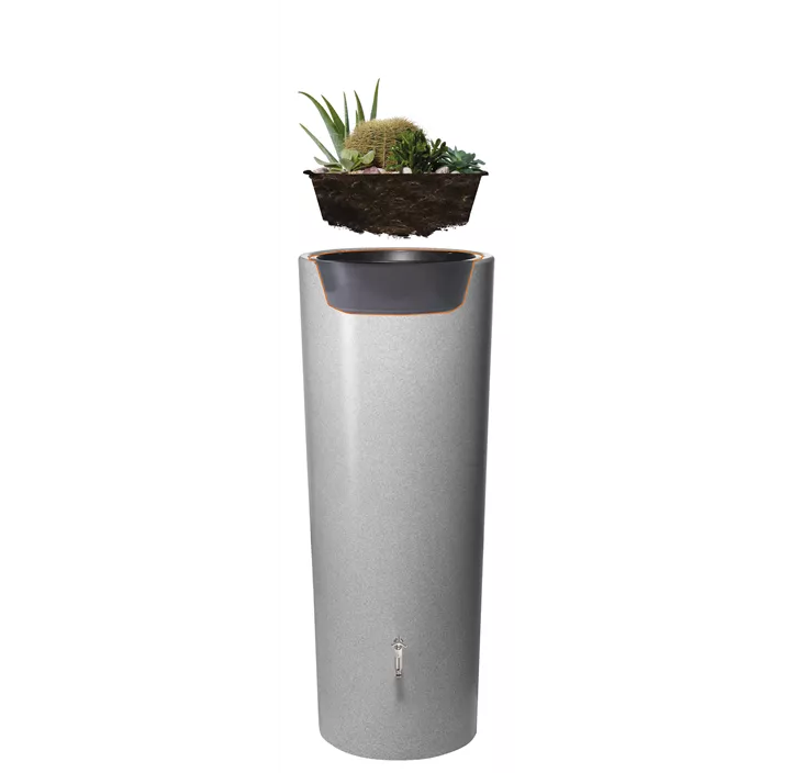 STONE 2in1 Regenspeicher, 350 L, mit Pflanzschale silver