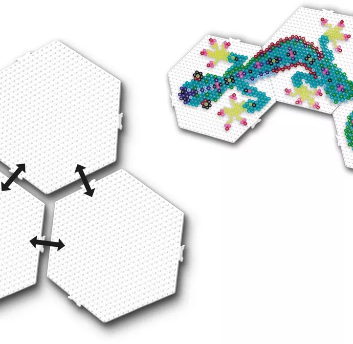 Bügelperlen Stiftplatten Hexagon verbindbar, 3 Stk