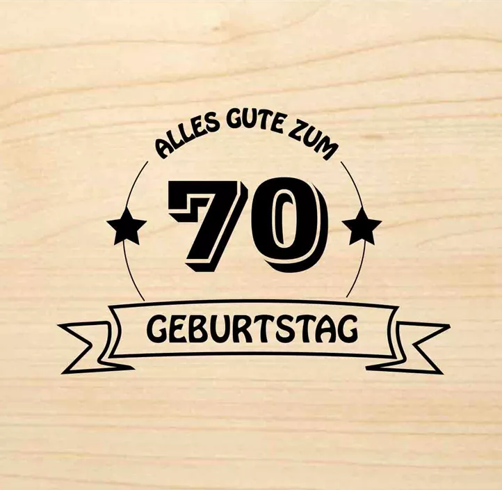 Holzgrußkarte - 70. Geburtstag