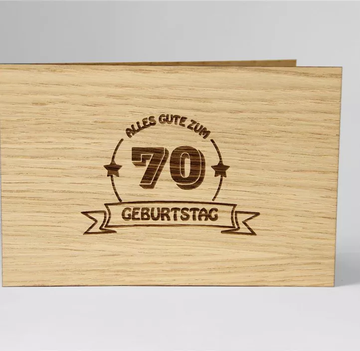 Holzgrußkarte - 70. Geburtstag