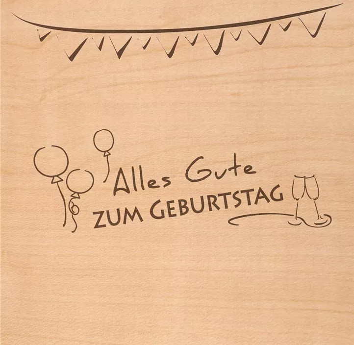 Holzgrußkarte - Alles Gute zum Geburtstag Party