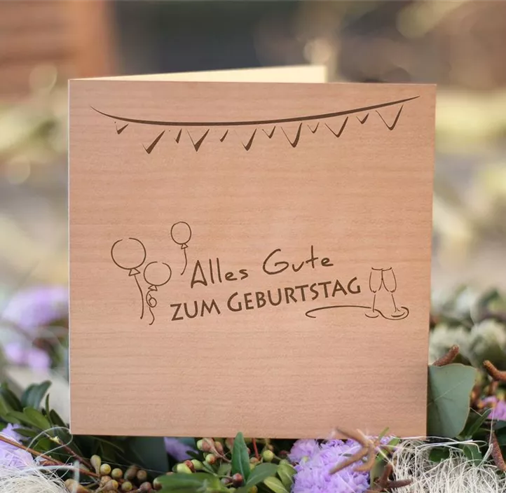 Holzgrußkarte - Alles Gute zum Geburtstag Party