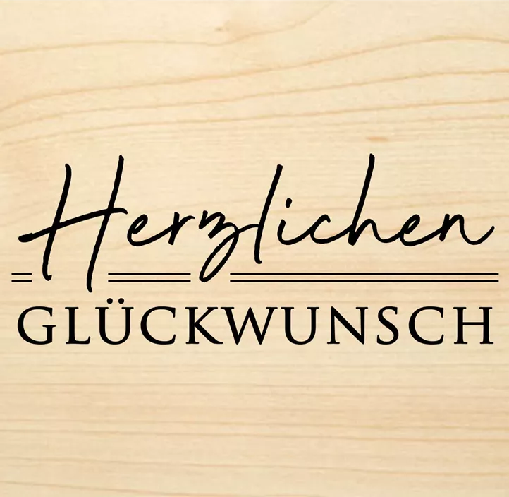 Holzgrußkarte - Herzlichen Glükwunsch eiche