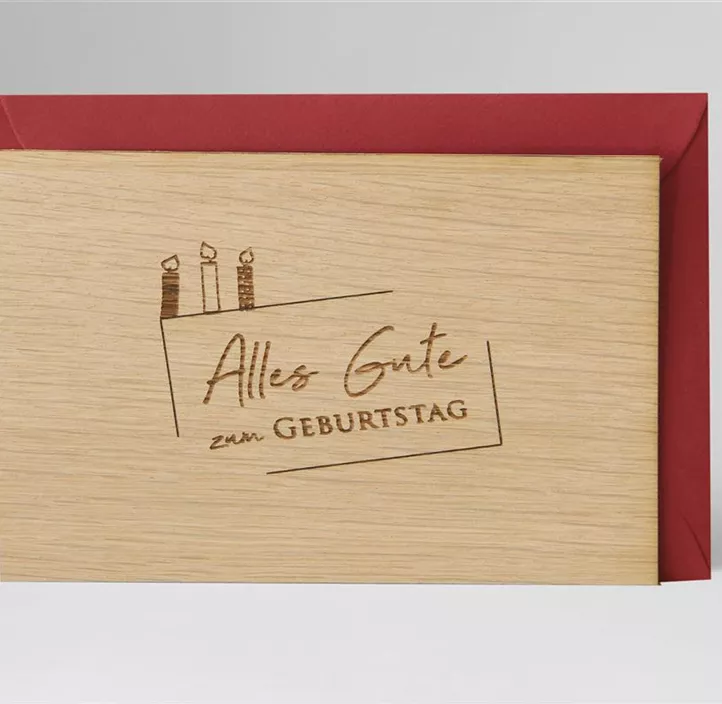 Holzgrußkarte - Alles Gute zum Geburtstag Kerzen