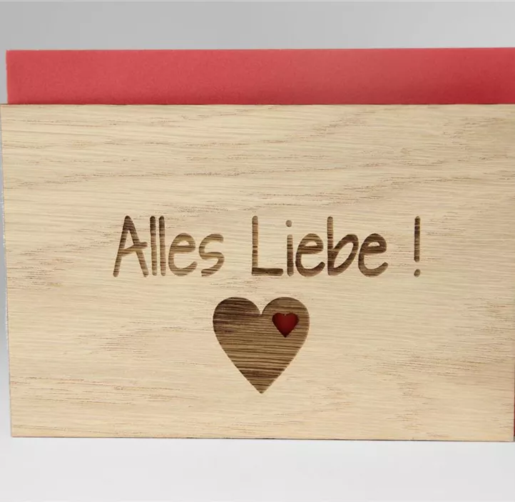 Holzgrußkarte - Alles Liebe Herz