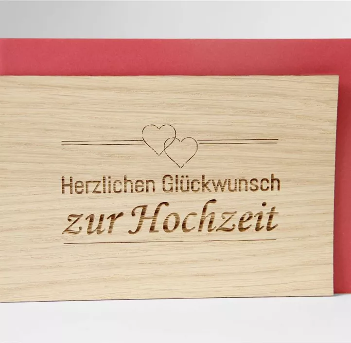 Holzgrußkarte - Glückwunsch zur Hochzeit