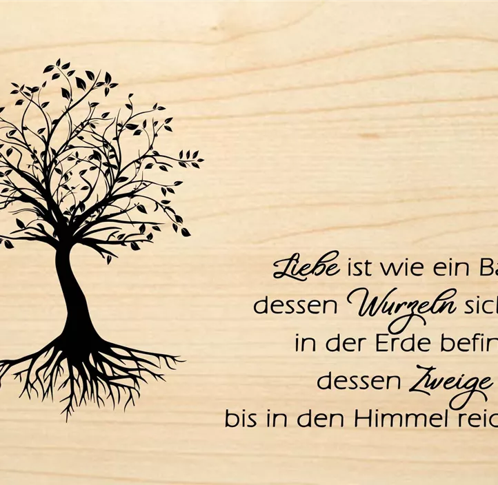 Holzgrußkarte - Liebe ist wie ein Baum