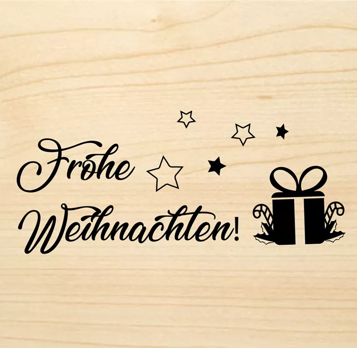 Holzgrußkarte - Frohe Weihnachten Päckchen