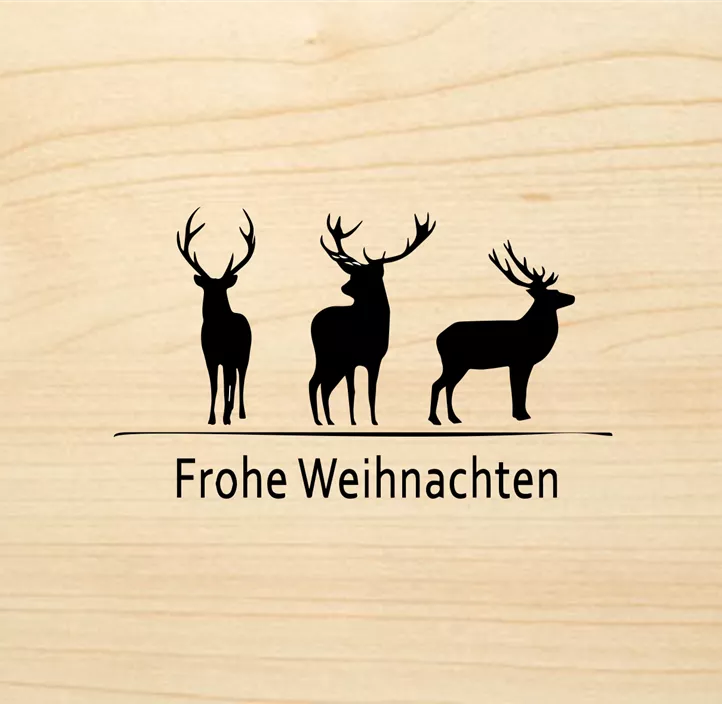 Holzgrußkarte - Frohe Weihnachten Rentiere