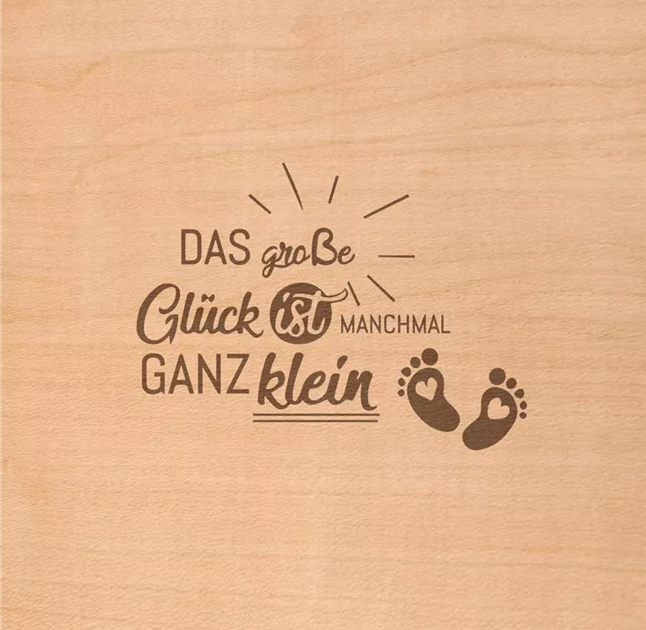 Holzgrußkarte - Geburt Das Große Glück ist manchmal ganz klein