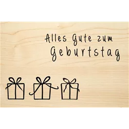 Holzgrußkarte - Alles Gute zum Geburtstag Päckchen