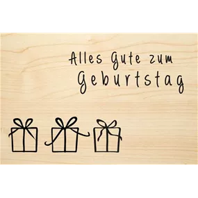 Holzgrußkarte - Alles Gute zum Geburtstag Päckchen