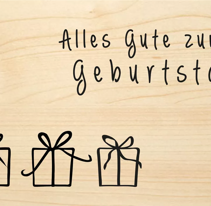 Holzgrußkarte - Alles Gute zum Geburtstag Päckchen