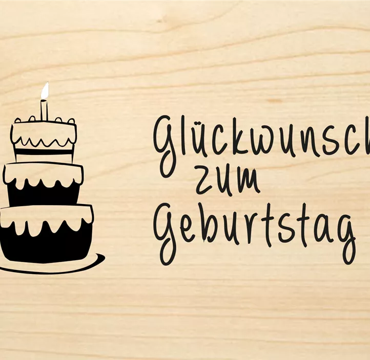 Holzgrußkarte - Glückwunsch zum Geburtstag