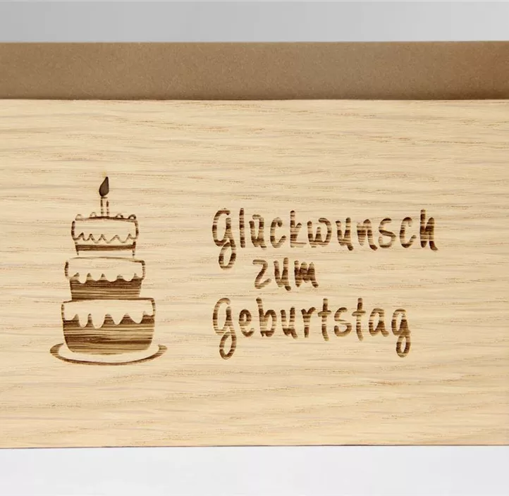 Holzgrußkarte - Glückwunsch zum Geburtstag