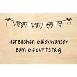 Holzgrußkarte - Herzlichen Glückwunsch zum Geburtstag