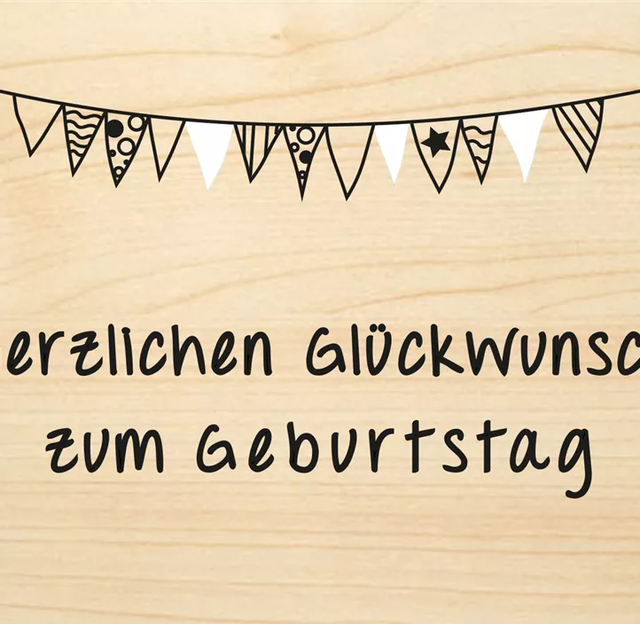 Holzgrußkarte - Herzlichen Glückwunsch zum Geburtstag