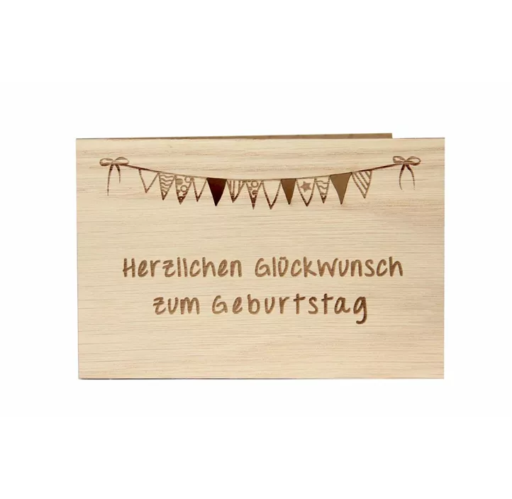 Holzgrußkarte - Herzlichen Glückwunsch zum Geburtstag