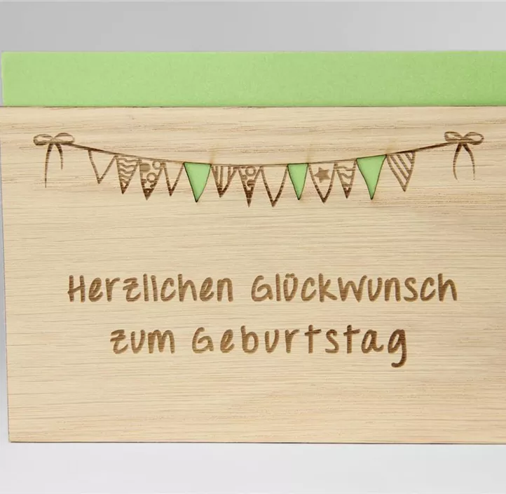 Holzgrußkarte - Herzlichen Glückwunsch zum Geburtstag