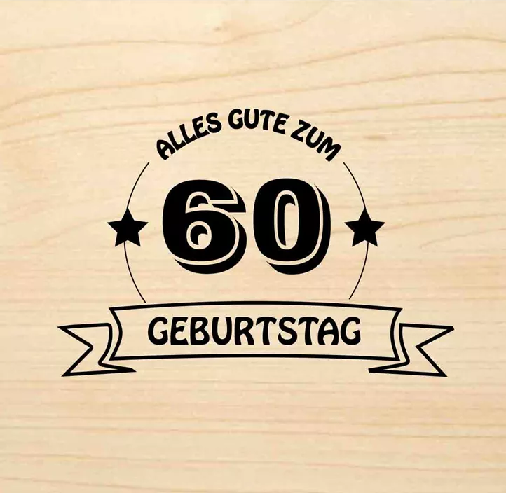 Holzgrußkarte - 60. Geburtstag