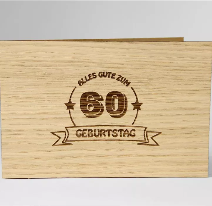 Holzgrußkarte - 60. Geburtstag