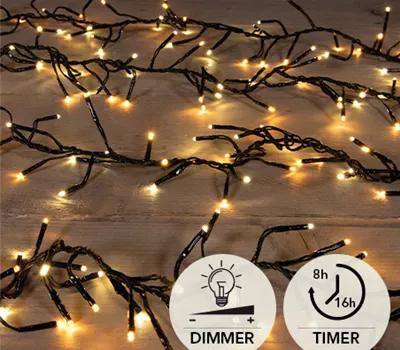 Lichterkette Treecluster, warmweiß, Dimmer u. Timer, 768 LED