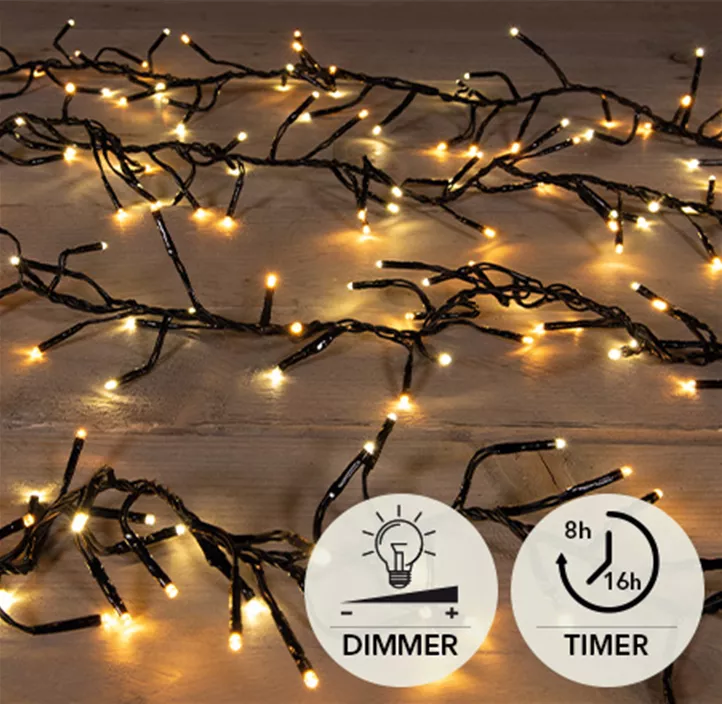 Lichterkette Treecluster, warmweiß, Dimmer u. Timer, 768 LED