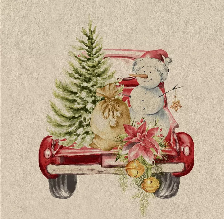 Serviette Car Snowman