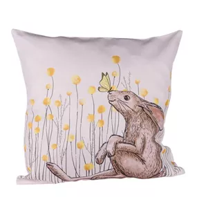 Kissen sitzender Hase mit Blumen