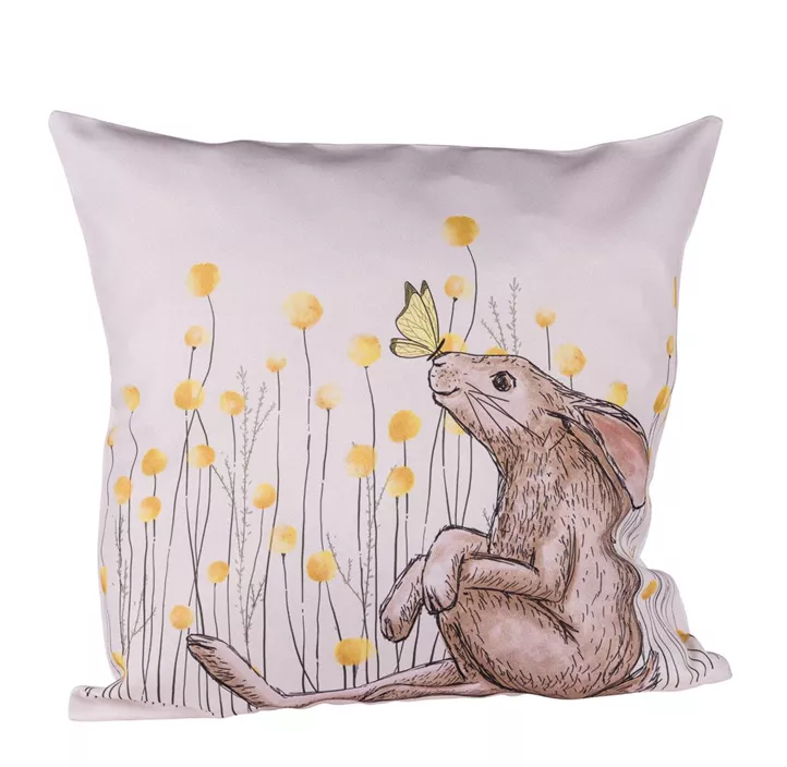 Kissen sitzender Hase mit Blumen