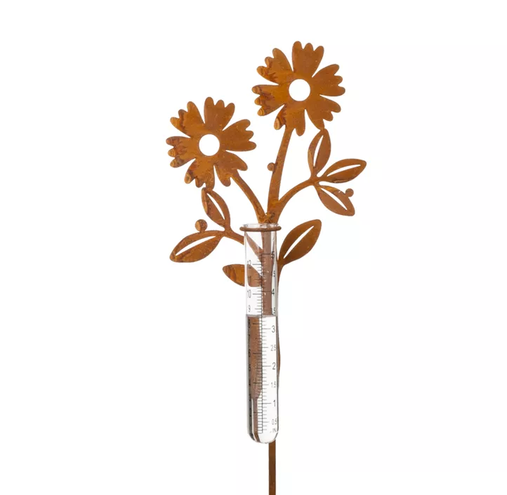 Gartenstecker Blume mit Regenmesser