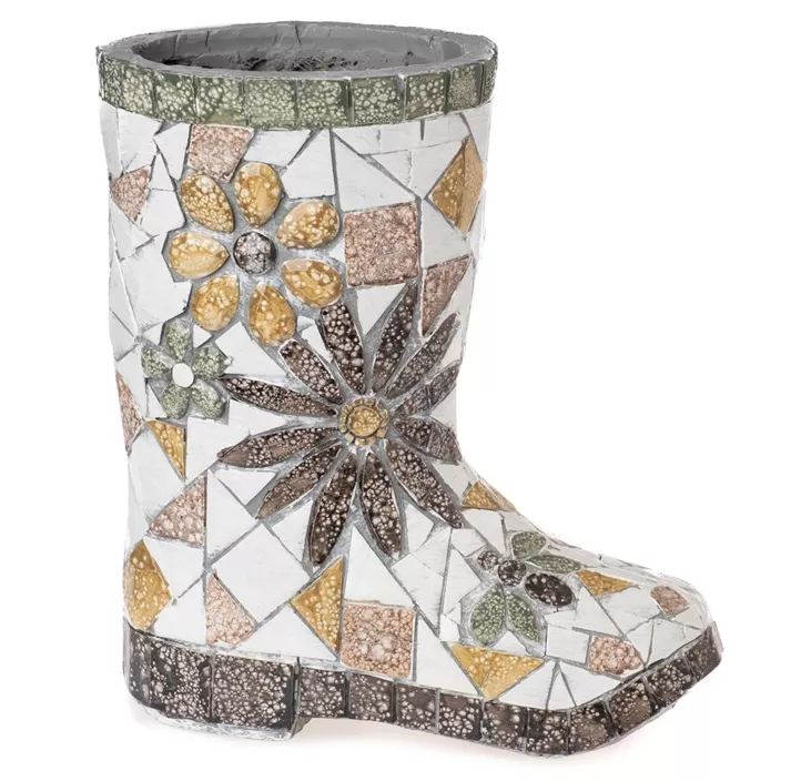 Stiefel zum Bepflanzen mit Blumen-Mosaik